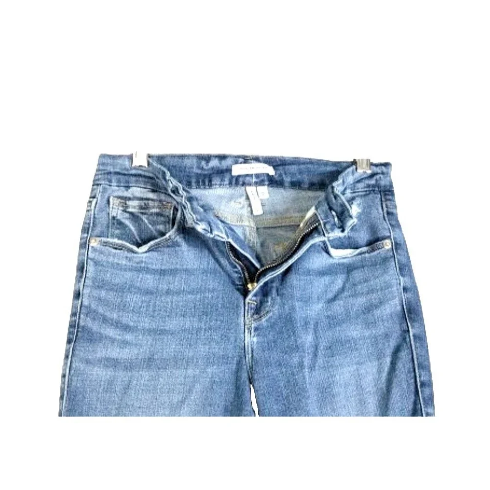 GOOD AMERICAN Good Legs Crop Jeans Sz 4 27 Medium Blue Wash Denim Distressed - Picture 5 of 10
